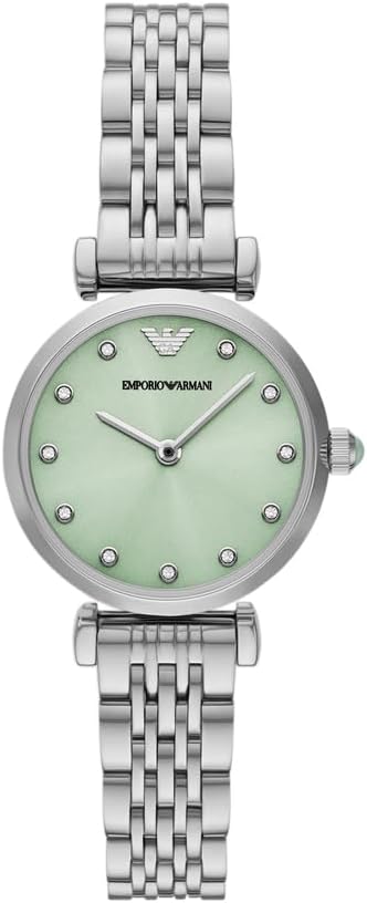 Emporio Armani Horloge Voor Dames, Driehandig Quartz uurwerk en 32mm kastmaat met roestvrij stalen, lederen of siliconen band