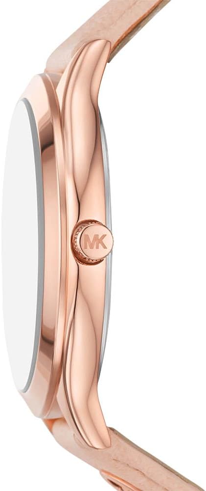 Michael Kors Slim Runway Horloge voor dames, 38mm Driehandig kwartsuurwerk met lederen horlogeband