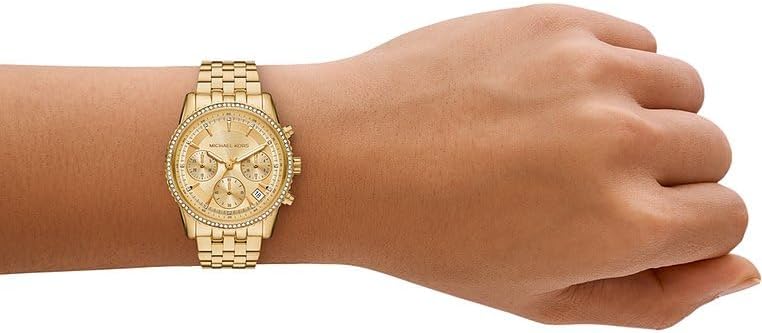 Michael Kors Ritz Horloge voor dames, kwartsuurwerk met horlogeband van roestvrij staal, keramiek of leer
