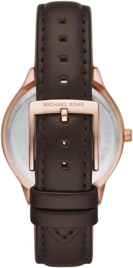 Michael Kors Slim Runway Horloge voor dames, 38mm Driehandig kwartsuurwerk met lederen horlogeband