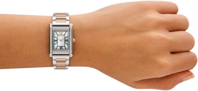 Emporio Armani horloge voor dames, kwartsuurwerk en kastmaat 31 mm met roestvrij stalen, lederen of siliconen band