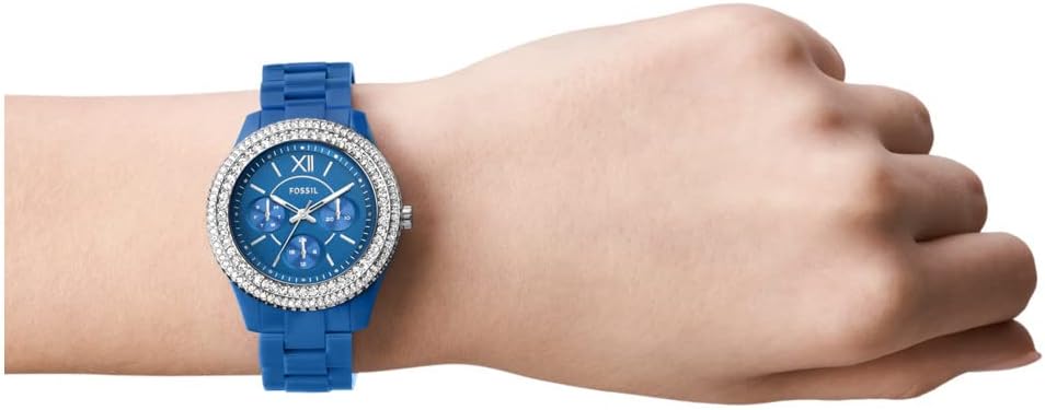 Fossil Stella horloge voor dames, chronograaf uurwerk met roestvrij stalen of leren band