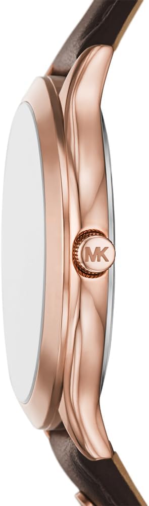 Michael Kors Slim Runway Horloge voor dames, 38mm Driehandig kwartsuurwerk met lederen horlogeband
