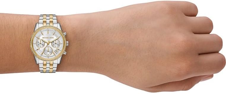 Michael Kors Ritz Horloge voor dames, kwartsuurwerk met horlogeband van roestvrij staal, keramiek of leer
