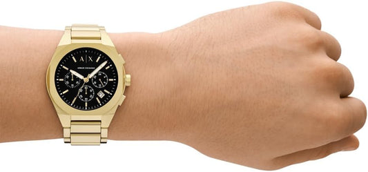 Armani Exchange Heren analoog quartz horloge met roestvrij stalen band AX4180, Goud