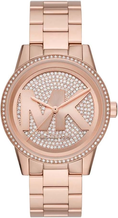 Michael Kors Bryant horloge voor dames, kwartsuurwerk met drie wijzers en band van roestvrij staal of keramiek