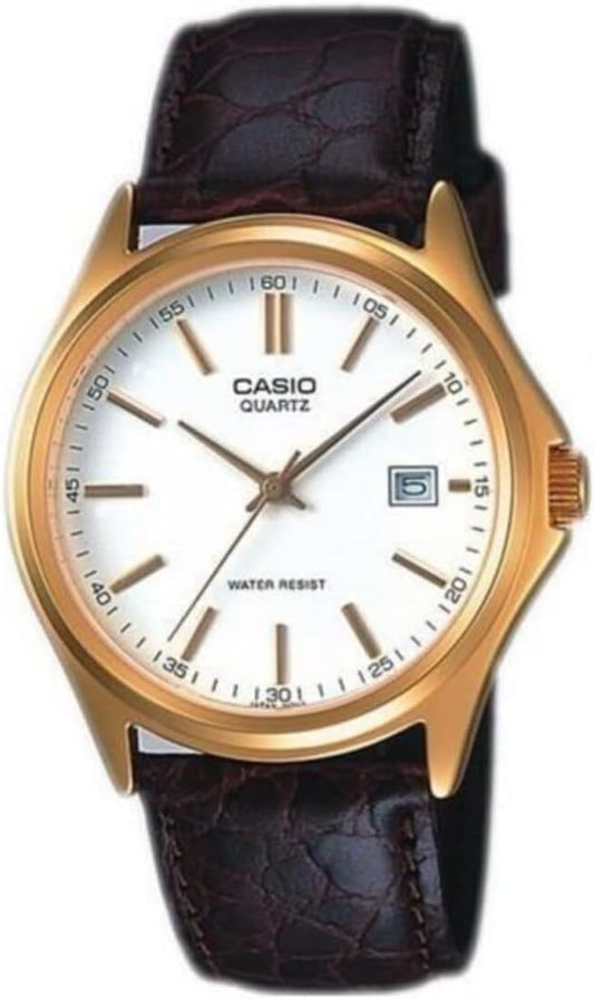 Casio Herenhorloge analoog kwarts leer MTP-1183Q-7A, bruin/wit, kwartshorloge