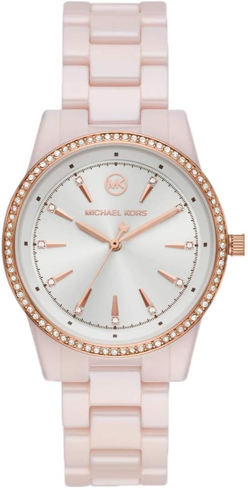 Michael Kors Ritz Horloge voor dames, kwartsuurwerk met horlogeband van roestvrij staal, keramiek of leer
