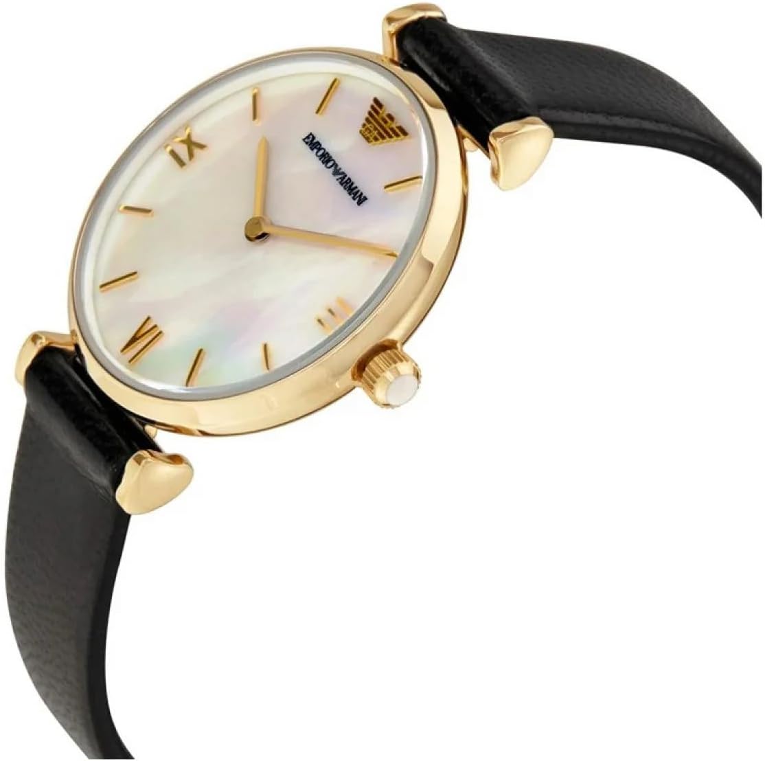 Emporio Armani dames met twee handblauwe lederen horloge