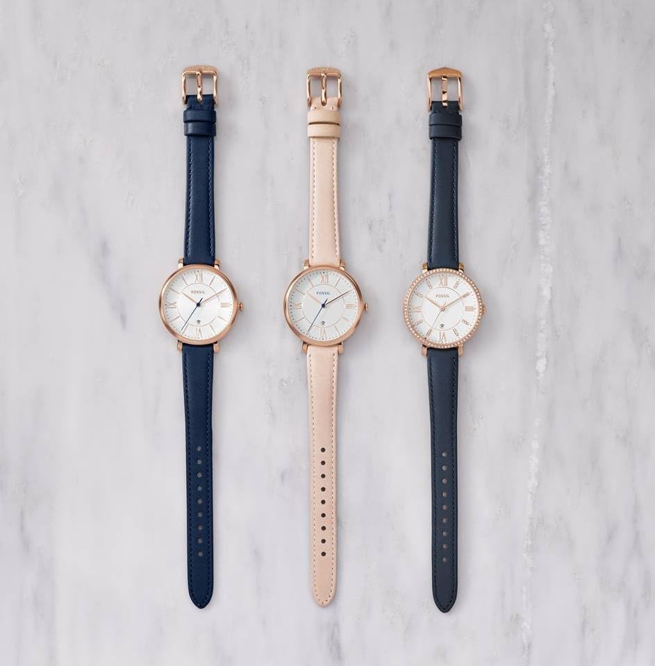 Fossil Jacqueline Watch for Women, Quartz movement with Stainless steel and leather Strap