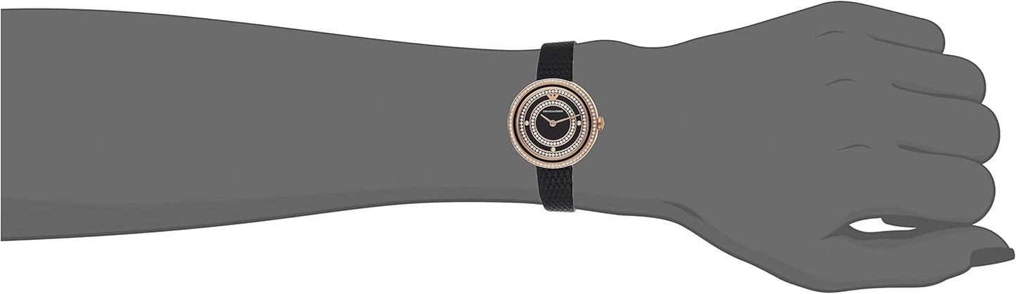 Emporio Armani Zwart Leren Horloge met Twee Wijzers