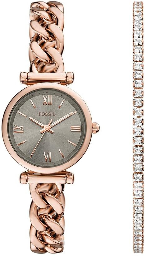 Fossil Carlie Watch for Women, Quartz movement with Stainless steel or Leather Strap