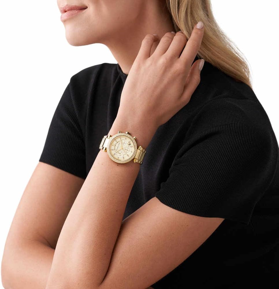 Michael Kors Parker Horloge voor dames, uurwerk chronograaf met roestvrij stalen of lederen band