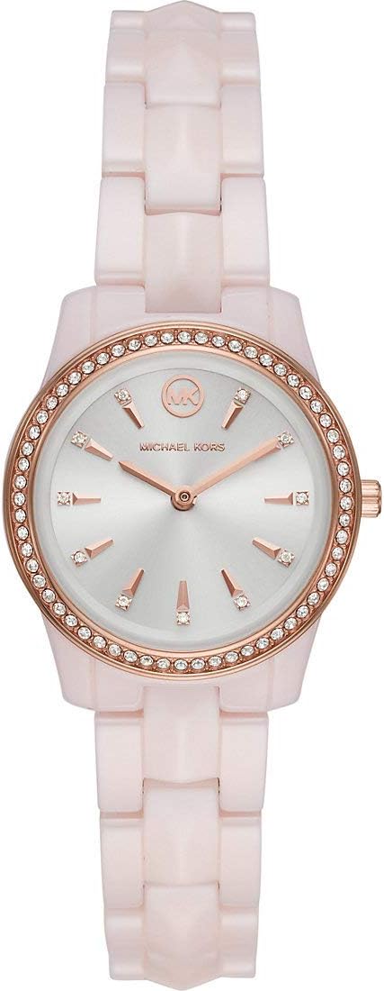 Michael Kors Runway Horloge voor dames, kwartsuurwerk met horlogeband van roestvrij staal, keramiek of leer