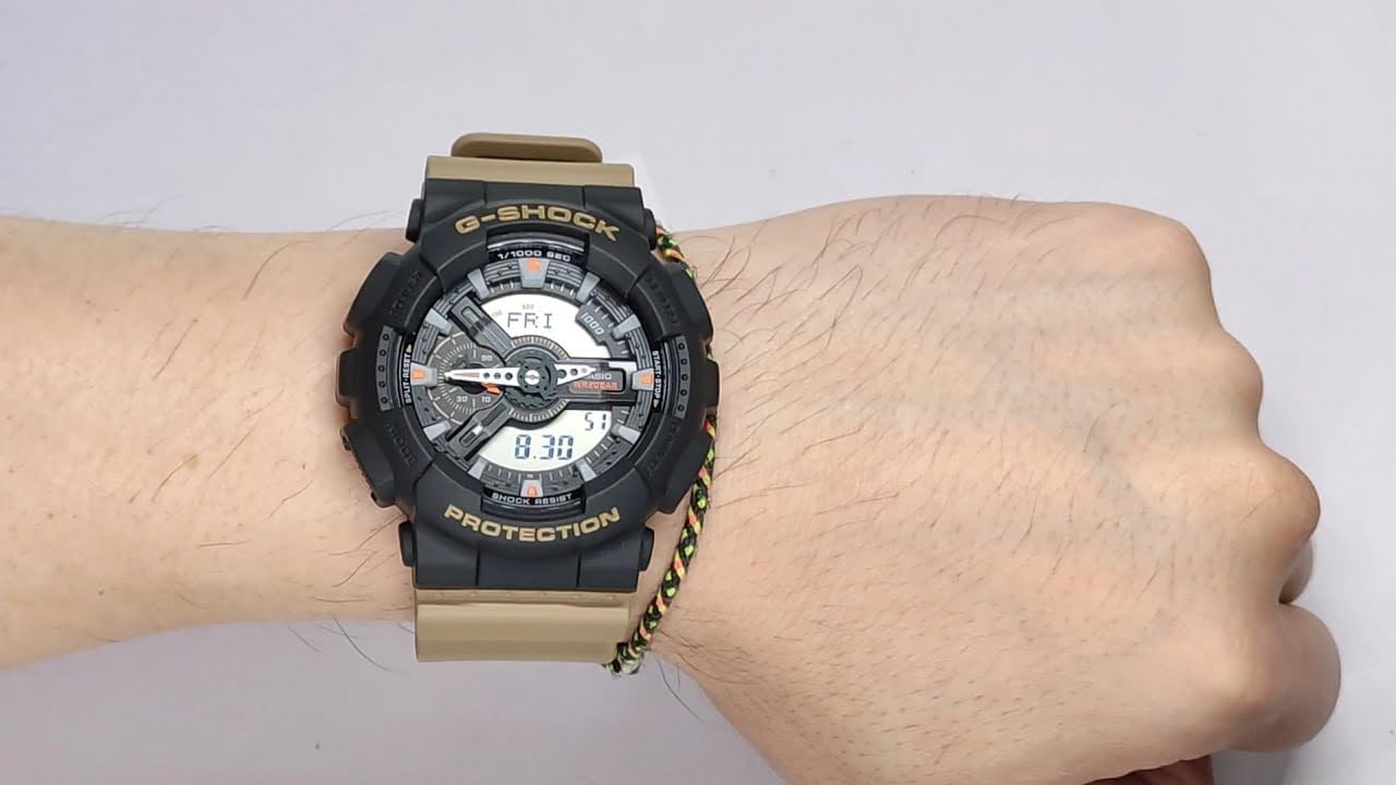Casio Herenhorloge, analoog-digitaal, kwarts met kunststof armband GA-110TU-1A5ER, Bruin, Sport