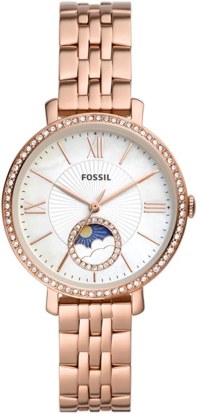 Fossil Jacqueline Watch for Women, multifunctional movement with Stainless steel or Leather Strap
