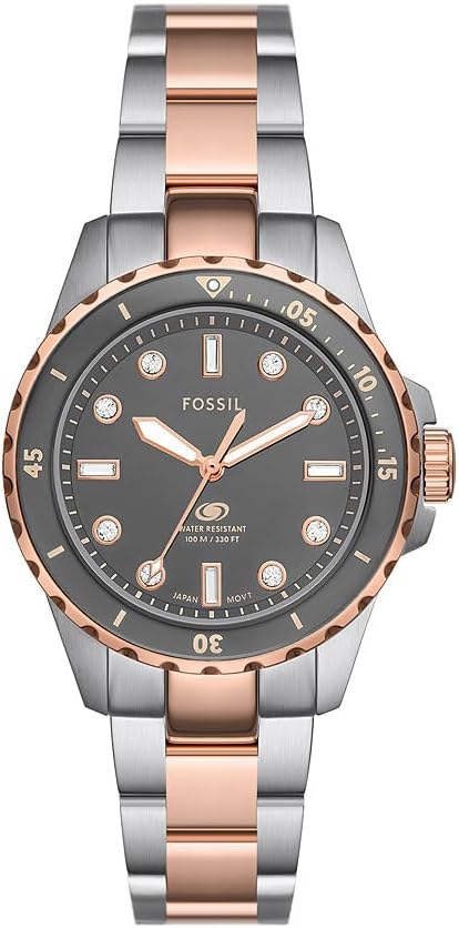 Fossil Blue dive Watch for Women, Quartz movement with Stainless steel or Leather Strap