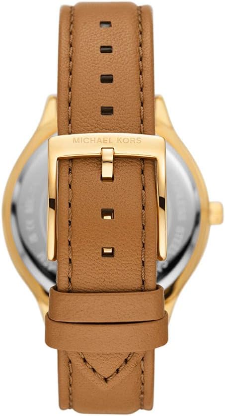 Michael Kors Slim Runway Horloge voor dames, 38mm Driehandig kwartsuurwerk met lederen horlogeband