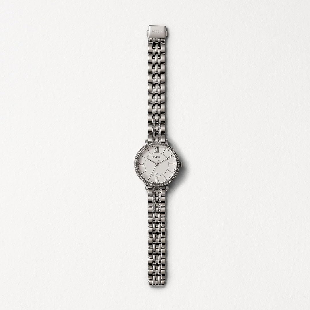 Fossil Analoog kwartshorloge voor dames met roestvrij stalen armband ES3545, zilver/wit, Eén maat, armband