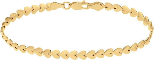 Lucardi - Dames vergulde zilveren armband hart schakel - armband - 925 zilver - geelgoud gelegeerd - 19 cm - nikkelvrij