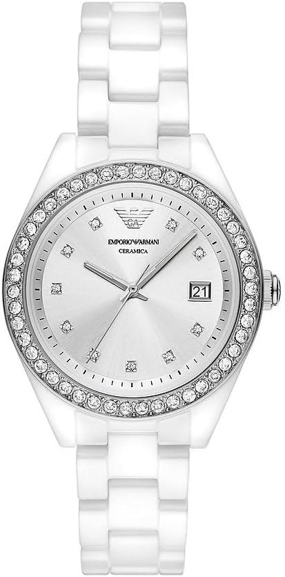 Emporio Armani Horloge Voor Dames, Quartz uurwerk en 36mm kastmaat met roestvrij stalen, lederen of siliconen band