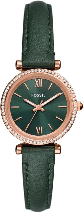 Fossil Carlie Watch for Women, Quartz movement with Stainless steel or Leather Strap