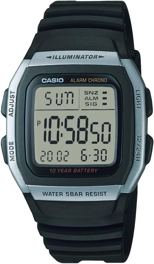 Casio Herenhorloge digitaal kwarts plastic W-96H-1AV, zwart/grijs, Sportief