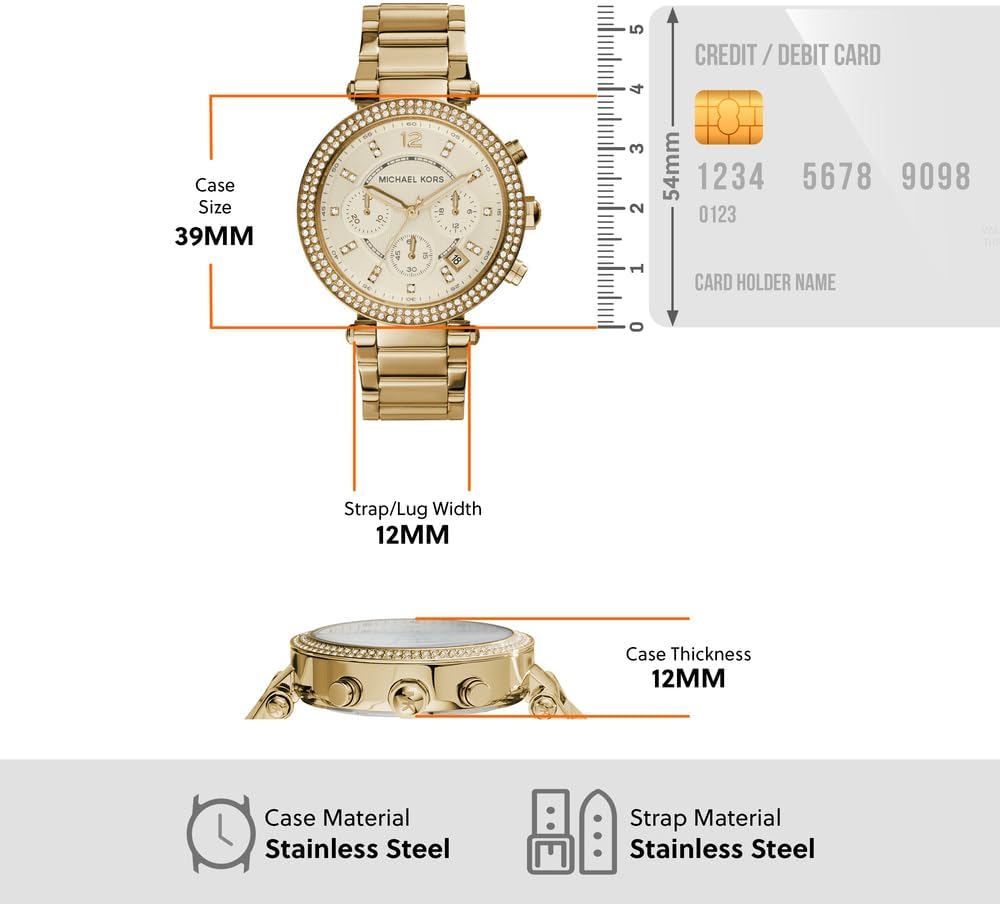 Michael Kors Parker Horloge voor dames, uurwerk chronograaf met roestvrij stalen of lederen band