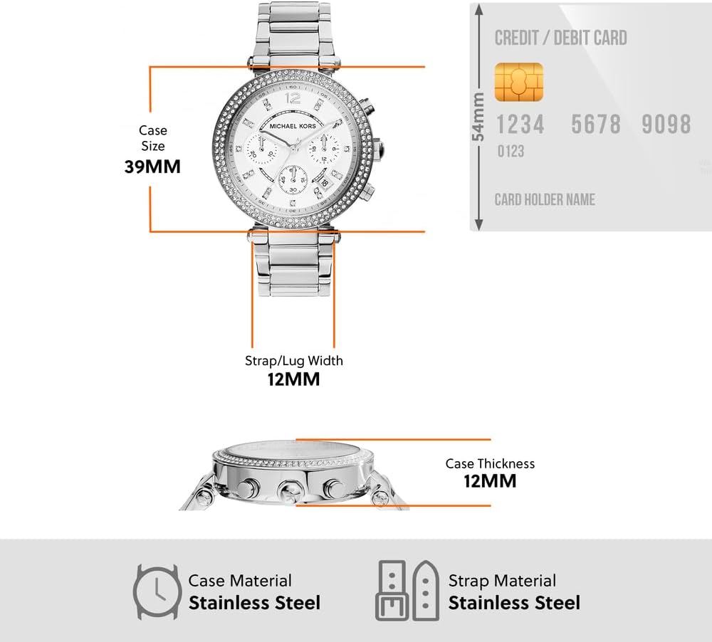 Michael Kors Parker Horloge voor dames, uurwerk chronograaf met roestvrij stalen of lederen band