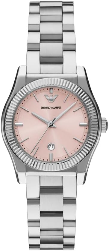 Emporio Armani Horloge Voor Dames, Driehandig Quartz uurwerk en 32mm kastmaat met roestvrij stalen, lederen of siliconen band