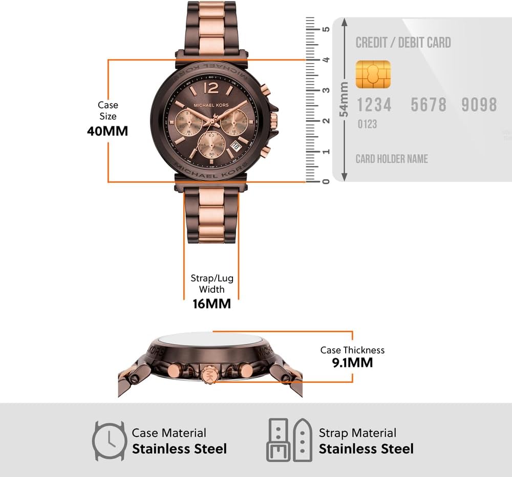 Michael Kors Analoge Quartz horloge voor dames met roestvrijstalen band MK7496, Meerkleurig