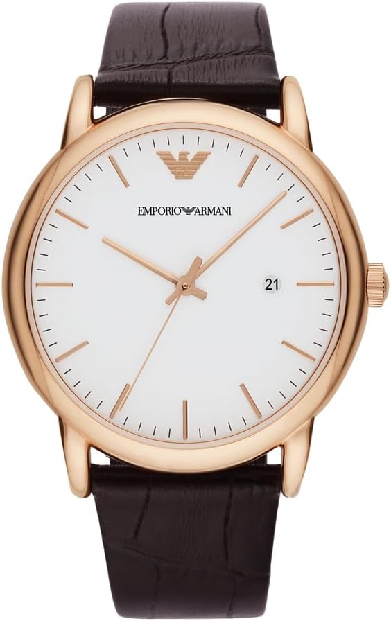 Emporio Armani Herenhorloge met drie wijzers, roestvrijstalen horloge, 43 mm kastgrootte