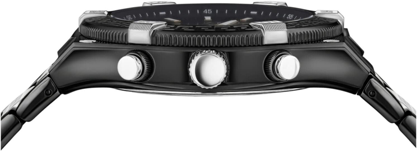 Versace Heren polshorloge Sporty GRECA chronograaf zwart, zilver 46 mm VESO01022, zwart