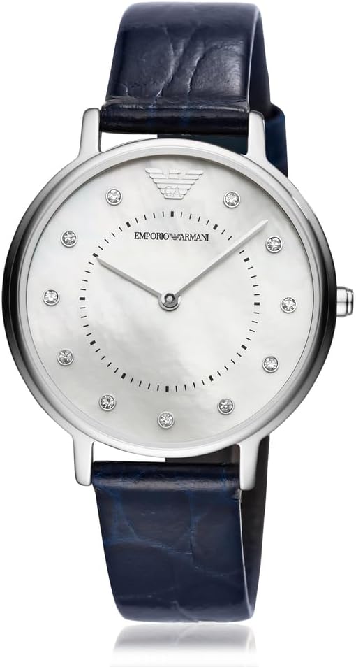 Emporio Armani dames met twee handblauwe lederen horloge