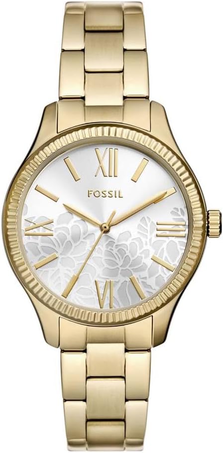 FOSSIL BQ3961 Rogge Quartz analoog polshorloge voor vrouwen, 36 mm kast diameter, goud/zilver, Goud/Zilver, armband