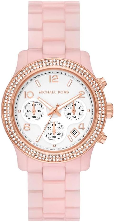 Michael Kors Horloge voor dames Runway, Chronograaf uurwerk, Roestvrij stalen horloge, 38mm kastgrootte