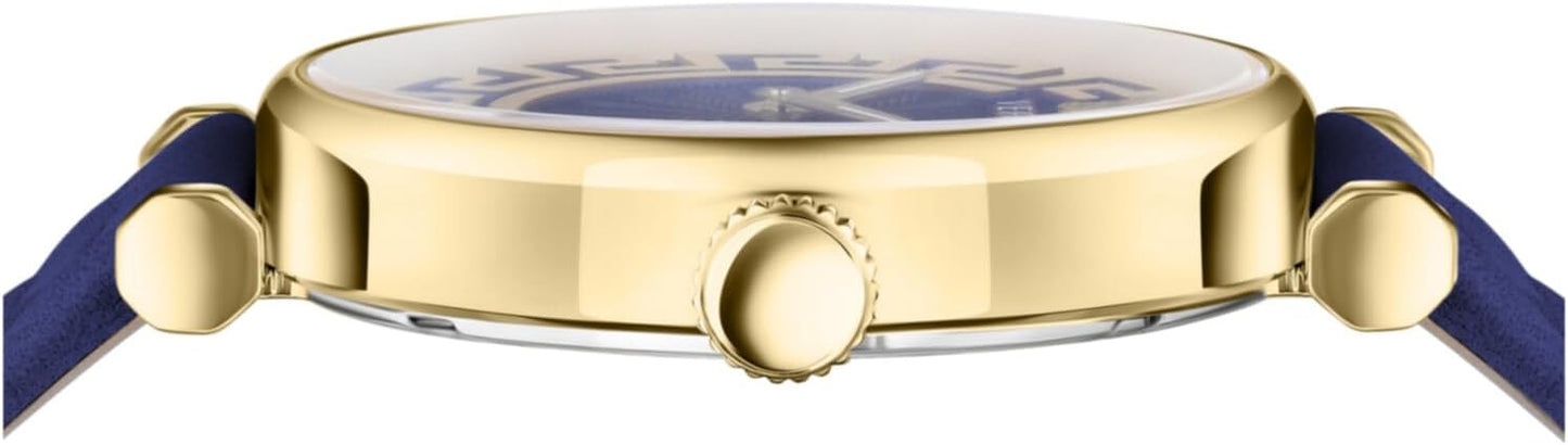 Versace Dameshorloge Lady lederen armband blauw 35mm VE1CA0223