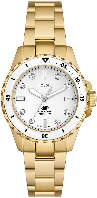 Fossil Blue dive Watch for Women, Quartz movement with Stainless steel or Leather Strap