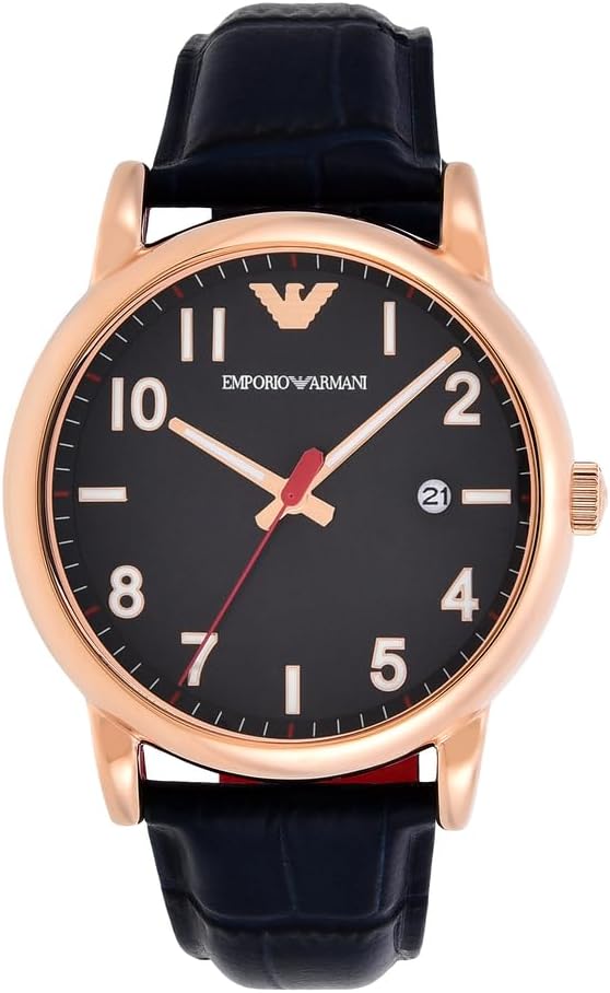 Emporio Armani Herenhorloge met drie wijzers, roestvrijstalen horloge, 43 mm kastgrootte