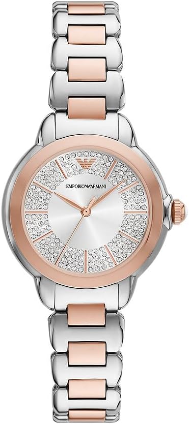 Emporio Armani Horloge Voor Dames, Driehandig Quartz uurwerk en 32mm kastmaat met roestvrij stalen, lederen of siliconen band