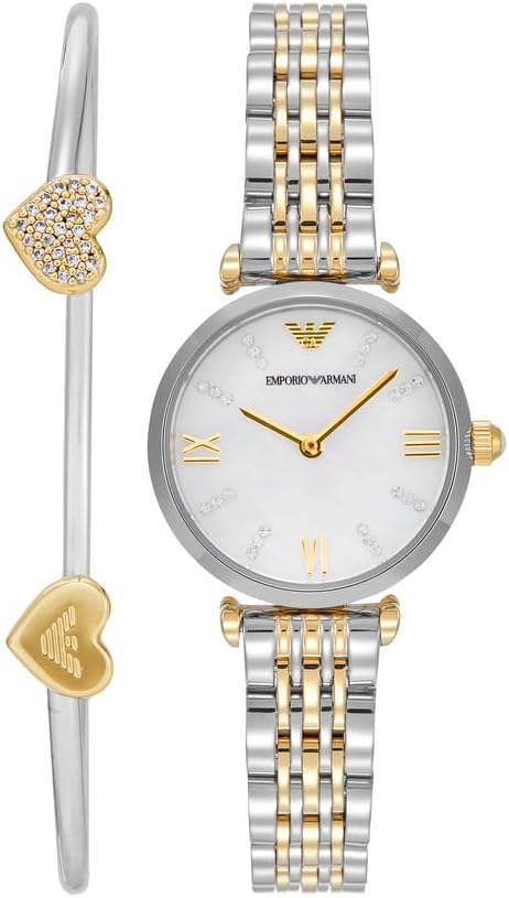 Emporio Armani Horloge Voor Dames, Driehandig Quartz uurwerk en 32mm kastmaat met roestvrij stalen, lederen of siliconen band