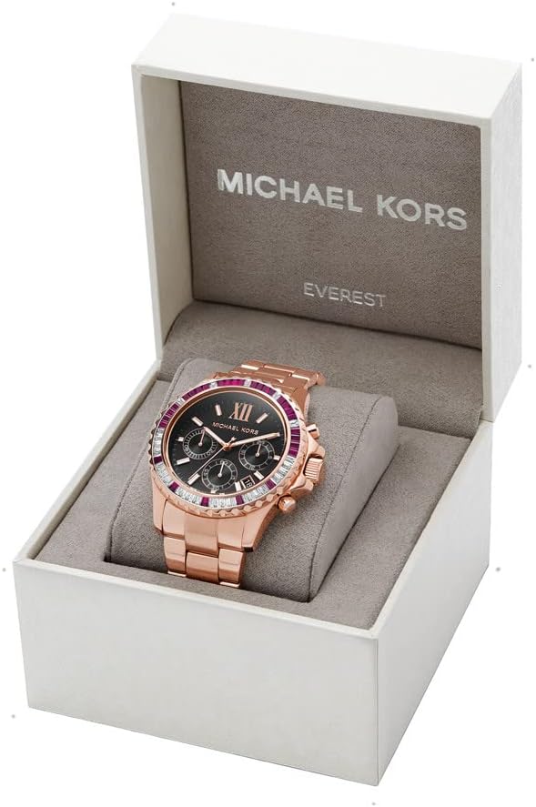 Michael Kors Everest Horloge voor dames, Quartz uurwerk met chronograaf en roestvrij stalen of siliconen band