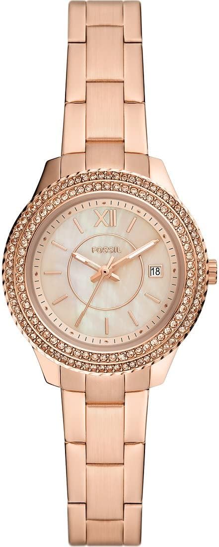 Fossil Stella Horloge voor dames, kwartsuurwerk met roestvrij stalen of leren band