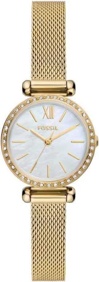 Fossil Tillie Mini Drie-Hand Goud-Tone RVS Mesh Horloge - BQ3898, Goud, BQ3898-AMZUK