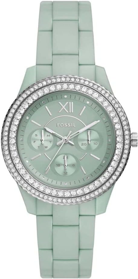 Fossil Stella horloge voor dames, chronograaf uurwerk met roestvrij stalen of leren band
