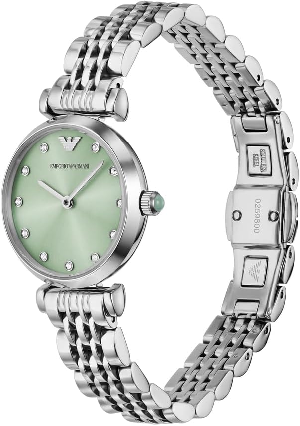Emporio Armani Horloge Voor Dames, Driehandig Quartz uurwerk en 32mm kastmaat met roestvrij stalen, lederen of siliconen band