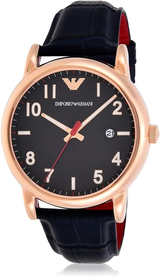 Emporio Armani Herenhorloge met drie wijzers, roestvrijstalen horloge, 43 mm kastgrootte