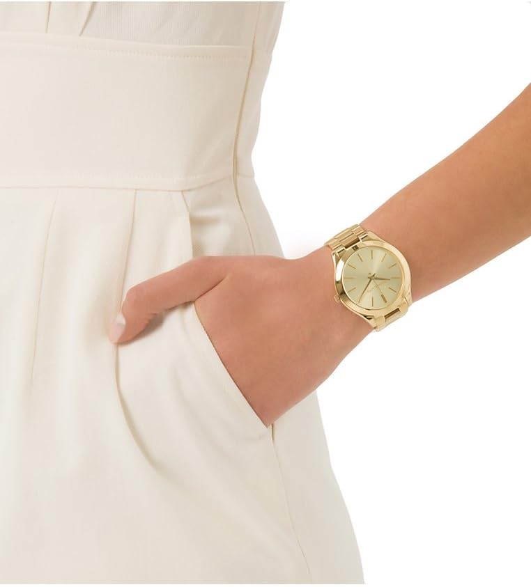 Michael Kors Reloj Slim Runway para mujer, 42 mm, movimiento de cuarzo a tres agujas con correa de acero inoxidable