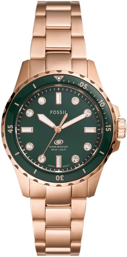 Fossil Blue dive Watch for Women, Quartz movement with Stainless steel or Leather Strap