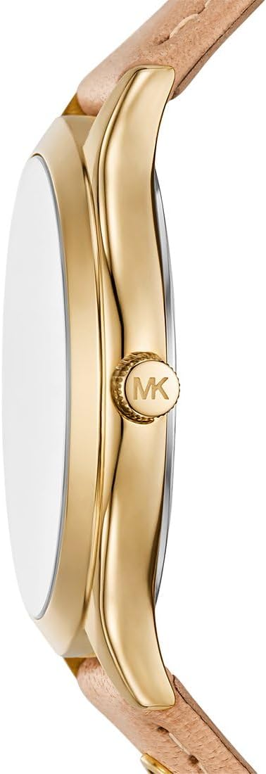 Michael Kors Slim Runway Horloge voor dames, 38mm Driehandig kwartsuurwerk met lederen horlogeband